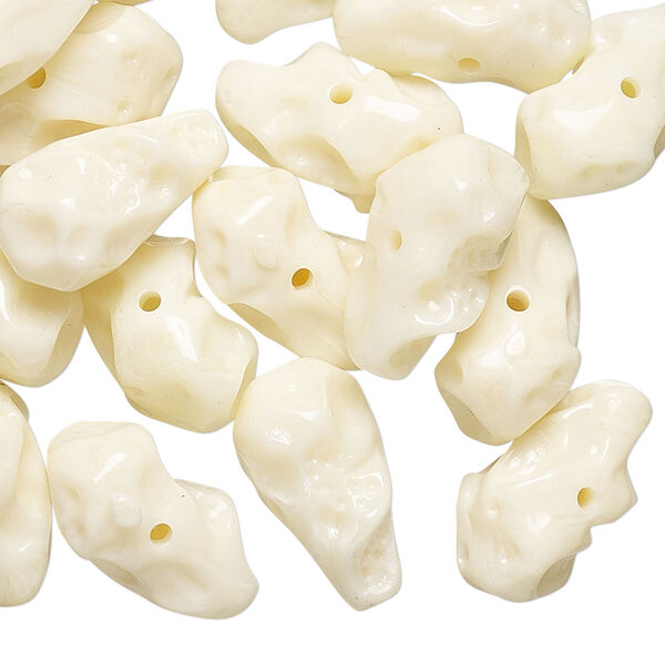 Bead, vintage German acrylic, ivory, medium nugget. Sold per pkg of 24. image number 0