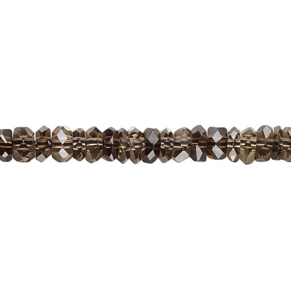 Smoky quartz 1pkg1, hand-cut faceted rondelle bead 8 inch 5x2mm-6x4mm image number 0