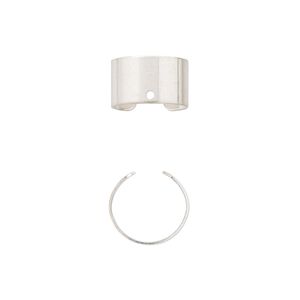 Ear cuff 1pkg6 silver-plated, 6mm / adjustable, brass 3 pair