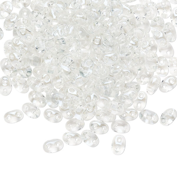 Seed bead, Preciosa Twin™ Czech glass, pkg/250g, 5x2.5mm oval, transparent lagoon clear, (20204). image number 0