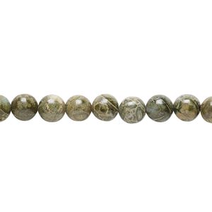 Green brecciated jasper 1pkg1, round bead natural 15.5-16 inch 6mm