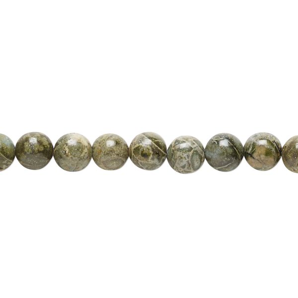 Green brecciated jasper 1pkg1, round bead natural 15.5-16 inch 6mm image number 0