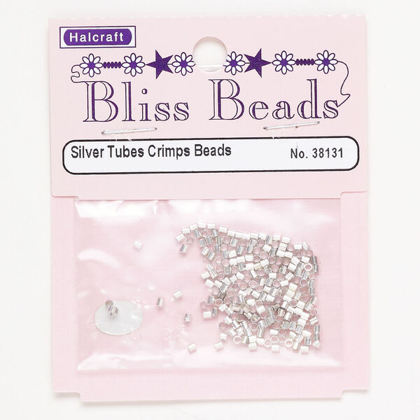 Crimp 1pkg210, silver-finished steel, 2mm tube. image number 0