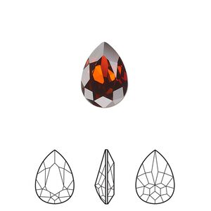 Fancy stone 12pk smoked amber foil back, Crystal Passions® 14x10mm pear 4320