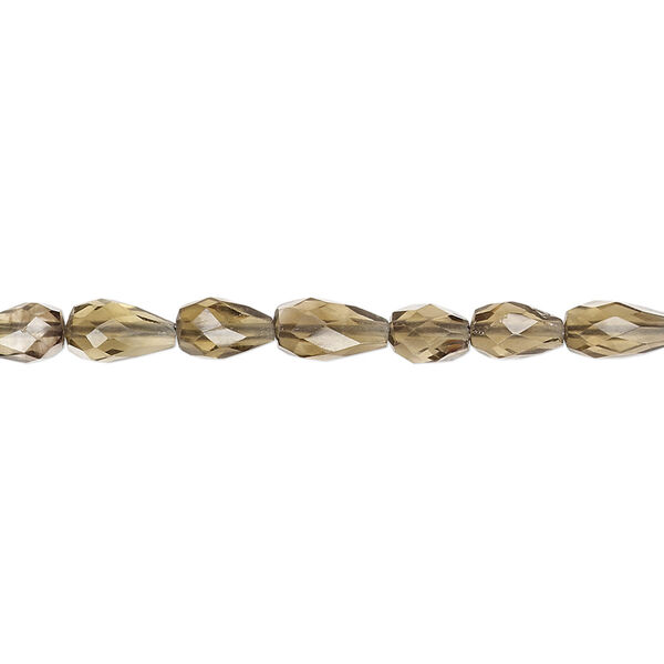 Bead, smoky quartz (heated / irradiated), 6x4mm-9x5mm faceted teardrop, B grade, Mohs hardness 7. Sold per 15" to 16" strand. image number 0