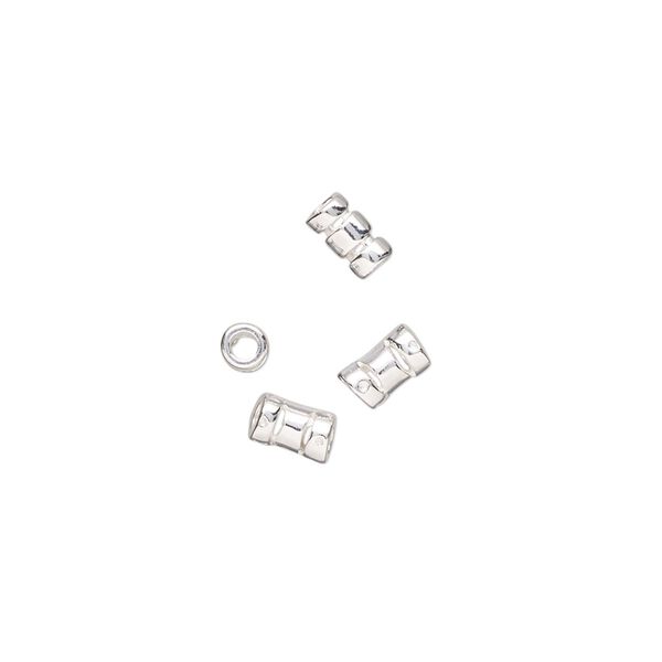 Crimp, sterling silver, 5.5x3mm tube, 1.7mm inside diameter. Sold per pkg of 8. image number 0