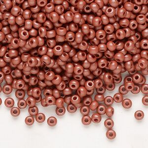 Seed bead, Preciosa Ornela Czech glass, pkg/50g, #8 rocaille, opaque PermaLux dyed brown chalkwhite, (22007).