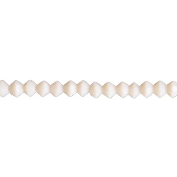 Bead, glass, opaque pink coral, 4mm bicone with 0.6-0.8mm hole. Sold per 15-1/2" to 16" strand. image number 0