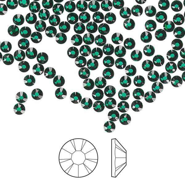 Flat back 144pk emerald foil back, Preciosa MAXIMA Czech crystal hotfix rhinestone 2.7-2.9mm chaton rose round SS10 image number 0