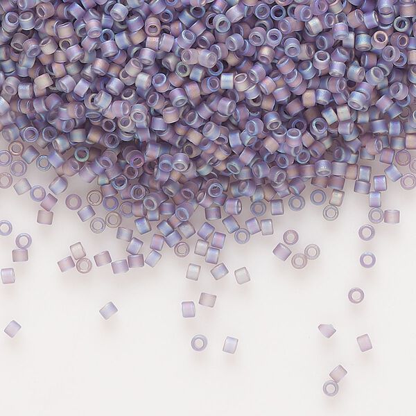 Seed bead, Delica®, glass, pkg/7.5g, #11 round, translucent matte rainbow light amethyst (DB-0870). image number 0