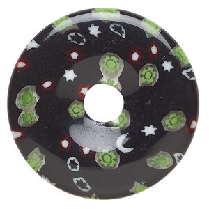 Focal, millefiori glass 1pkg1, opaque and translucent multicolored, 39-40mm undrilled donut.