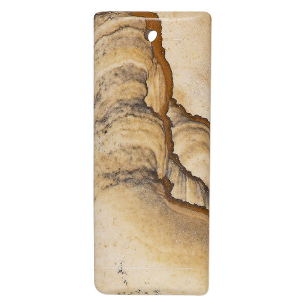 Focal, picture jasper (natural), 52x20mm rectangle, B grade, Mohs hardness 6-1/2 to 7. Sold individually. image number 0