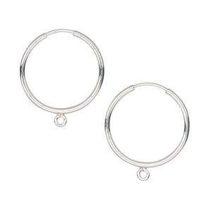 Earring hoop 1pkg2 sterling silver, 18mm round / endless loop / bottom loop, 21 gauge 1 pair