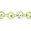 Bead, glass 1pkg8, opaque green and white, 10mm hand-painted round. image number 0