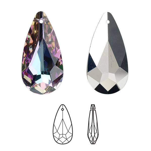 Drop 1pk crystal vitrail light, Crystal Passions® 24x12mm pendant teardrop 6100 image number 0