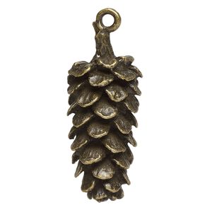 Focal, antique brass-finished "pewter" (zinc-based alloy), 37x16mm pinecone. Sold Individually.