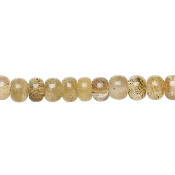 Bead, yellow iron quartz (natural), 5x3mm-6x5mm hand-cut rondelle, C- grade, Mohs hardness 7. Sold per 13-inch strand. image number 0
