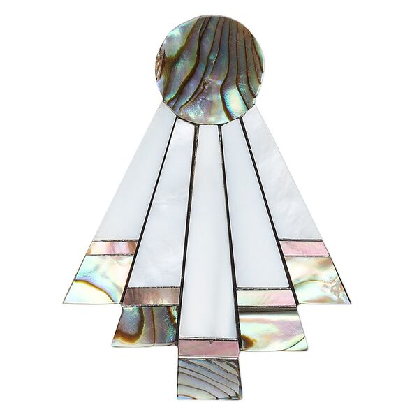 Focal, multi-shell and resin (assembled), black, 42x32mm top-drilled single-sided abstract triangle. Sold individually. image number 0