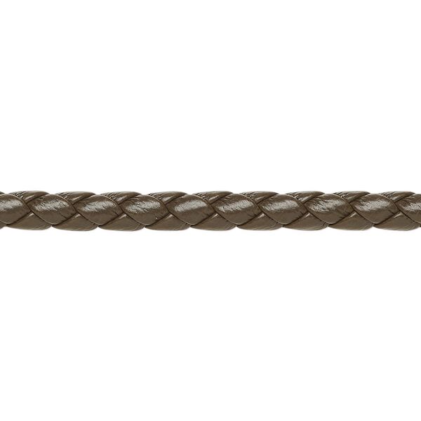 Bolo cord, leatherette, brown, 4mm braided round. Sold per 5-yard section. image number 0