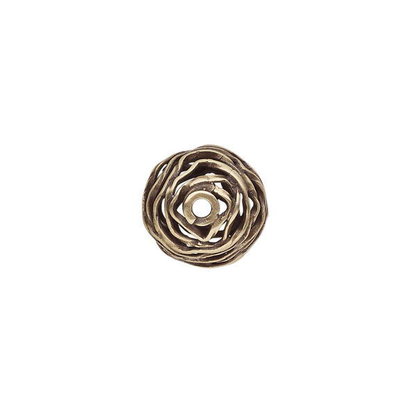 Bead 1pkg1 brass, 12x10mm-13x11mm wire rondelle, antiqued JBB Findings image number 1
