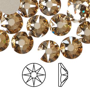 Flat back 12pk crystal golden shadow foil back, Crystal Passions® 10.912-11.304mm rose round SS48 2088