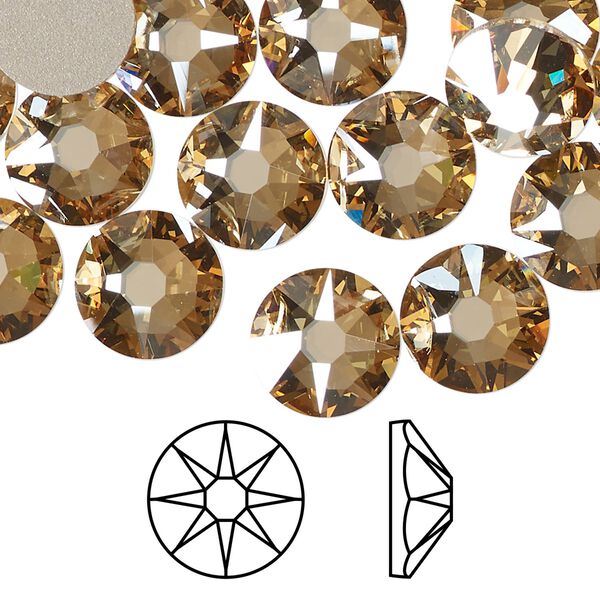 Flat back 12pk crystal golden shadow foil back, Crystal Passions® 10.912-11.304mm rose round SS48 2088 image number 0