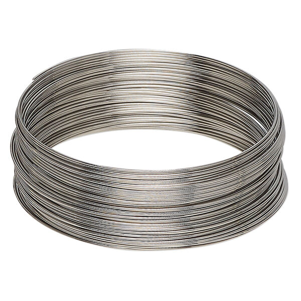 Memory wire, stainless steel, 2-1/4 inch bracelet, 0.65-0.75mm thick. Sold per 1-ounce pkg, approximately 50 loops. image number 0