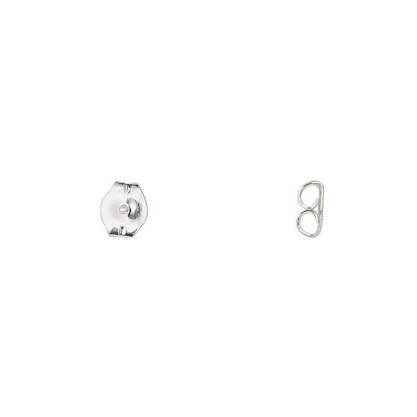 Earnut, sterling silver, 6x5mm. Sold per pkg of 20 pairs. image number 0