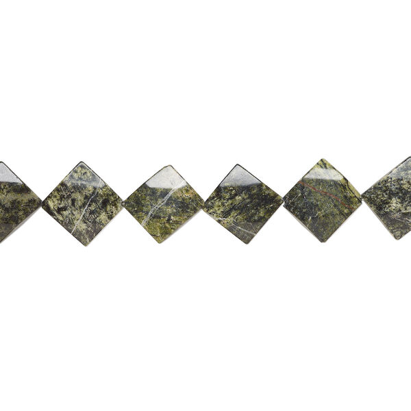 Russian serpentine 1pkg1, puffed diamond bead natural, 15 inch 29-35mm dark image number 1
