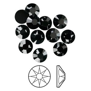 Flat back 12pk jet foil back, Crystal Passions® 7.07-7.27mm rose round SS34 2088