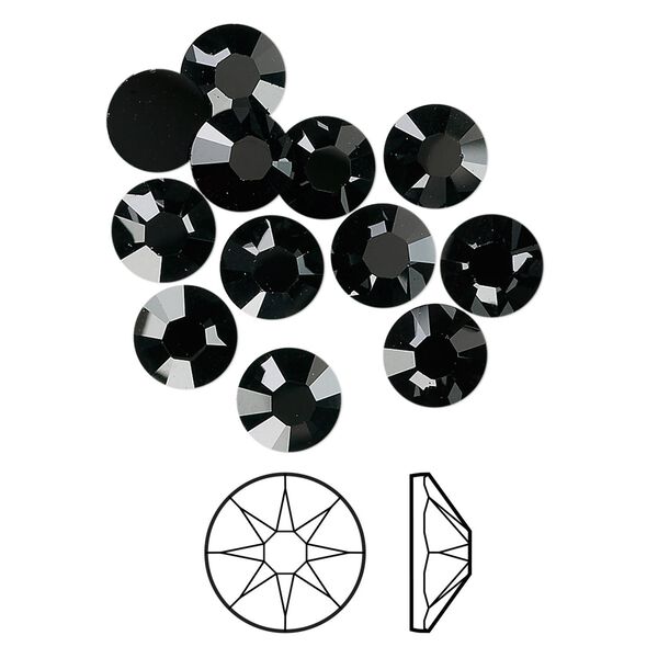 Flat back 12pk jet foil back, Crystal Passions® 7.07-7.27mm rose round SS34 2088 image number 0
