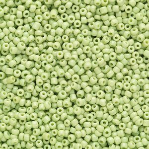 Seed bead, Ming Tree™, glass, pkg/1 pound, #11 round, opaque lime green.
