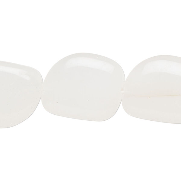 Bead, glass, translucent white, 19x16mm-20x16mm puffed freeform. Sold per 12-inch strand, approximately 15 beads. image number 0