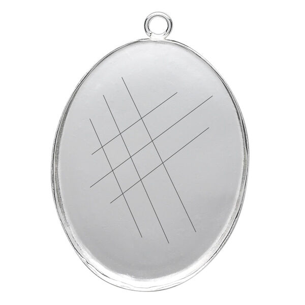 Focal, fine silver, 40x30mm oval bezel cup with open loop. Sold individually. image number 0