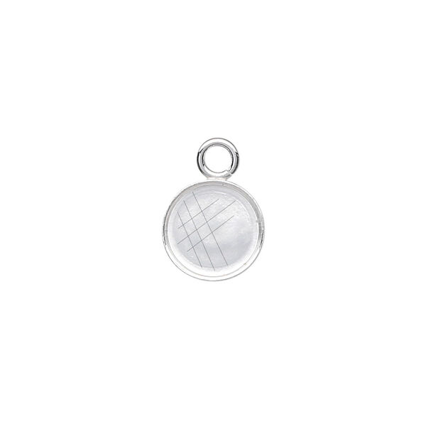 Drop, fine silver, 10mm round bezel cup setting with open loop. Sold per pkg of 4. image number 0