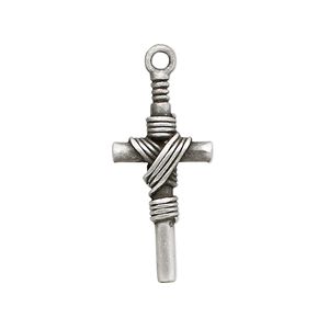 Drop, "pewter" (zinc-based alloy), 26x12mm fancy cross. Sold per pkg of 2.