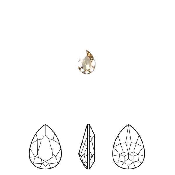 Fancy stone 2pk crystal golden shadow foil back, Crystal Passions® 6x4mm pear 4320 image number 0