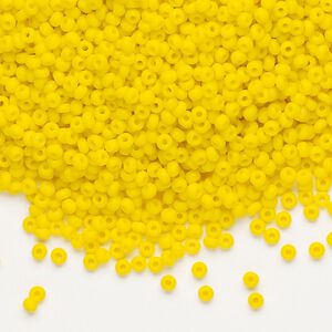 Seed bead, Preciosa Ornela Czech glass, pkg/50g, #11 rocaille, opaque matte yellow, (83130).