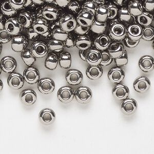Seed bead, Miyuki, glass, pkg/25g, #6 rocaille, opaque nickel-plated, (RR-190).