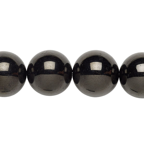 Bead, jet (natural), 14mm round, A- grade, Mohs hardness 2-1/2 to 4. Sold per 16-inch strand. image number 0