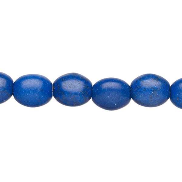 Bead, "howlite" (resin) (imitation), opaque dark blue, 10x8-10x9mm oval. Sold per 15-inch strand, approximately 40 beads. image number 0
