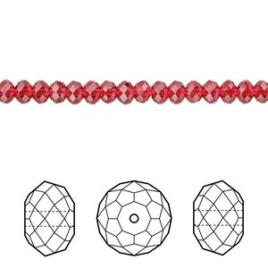 Bead 12pk scarlet, Crystal Passions® 4x3mm rondelle 5040