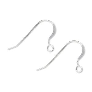 Ear wire fishhook 1pkg10 sterling silver, 16mm flat / open loop, 23 gauge 5 pair