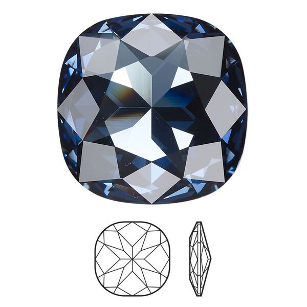 Fancy stone 1pk denim blue foil back, Crystal Passions® 27mm cushion 4487 image number 0