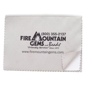 Polishing cloth, Fire Mountain Gems and Beads®, microfiber, grey and white, 8x6-inch rectangle. Sold individually.
