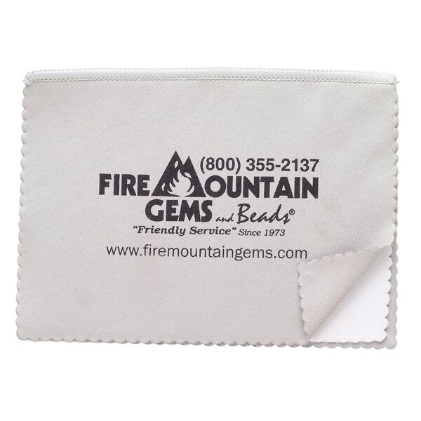 Polishing cloth, Fire Mountain Gems and Beads®, microfiber, grey and white, 8x6-inch rectangle. Sold individually. image number 0