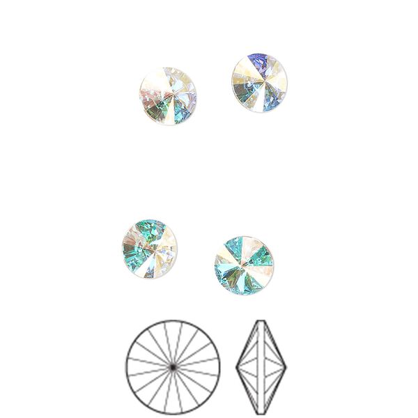Chaton 288pk crystal AB foil back, Preciosa MAXIMA Czech crystal rhinestone 6.14-6.32mm rivoli SS29 image number 0