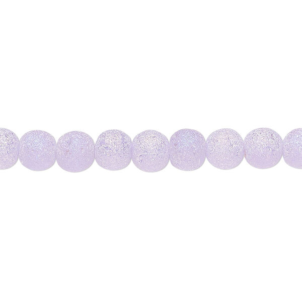 Bead, coated glass, translucent matte aqua blue / lavender AB, 5-6mm uneven round. Sold per 15-1/2" to 16" strand. image number 0
