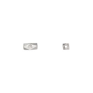 Bead, Hill Tribes, sterling silver, 7x3mm faceted square tube with flower. Sold per pkg of 10.