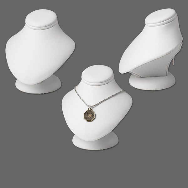 Leatherette mini-pedestal display, white. 3-1/2in wide x 3-1/4in deep x 3-3/4in high. Sold individually. image number 0